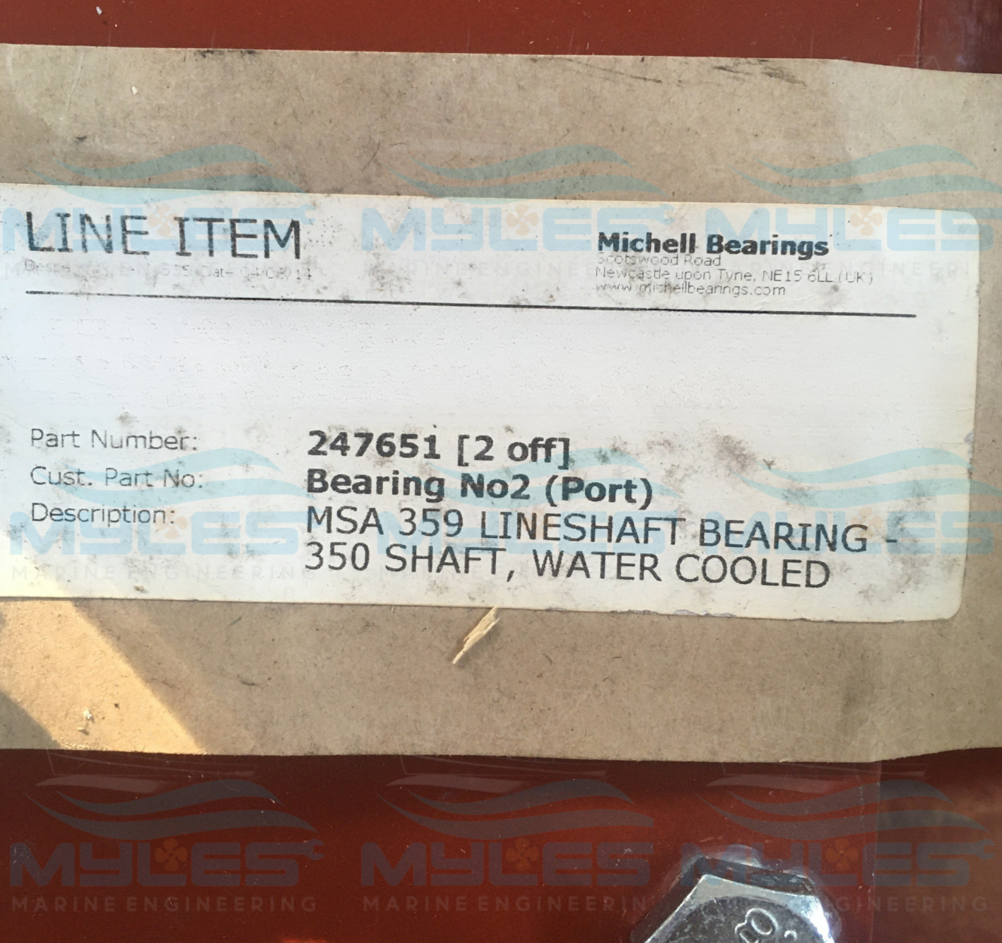 MICHELL LINE SHAFT BEARINGS 247651; 350 SHAFT - Myles Marine Engineering 